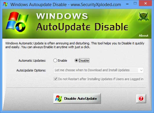 Tool to Disable Windows Automatic Updates