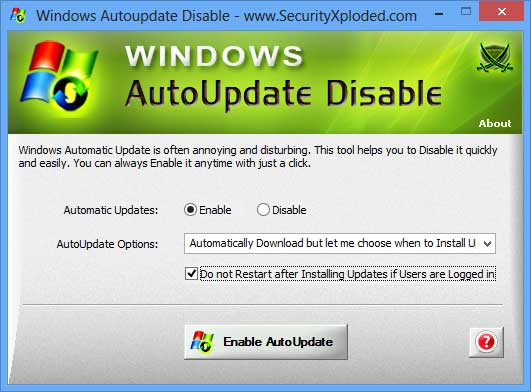 Windows 8 Windows AutoUpdate Disable full