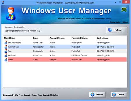 Simple Windows User Account Management Tool