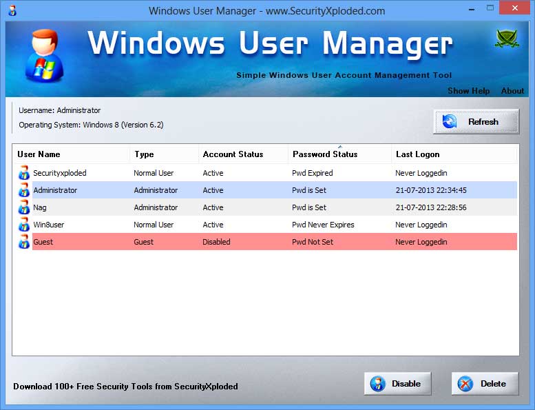 Windows 7 Windows User Manager 2.0 full