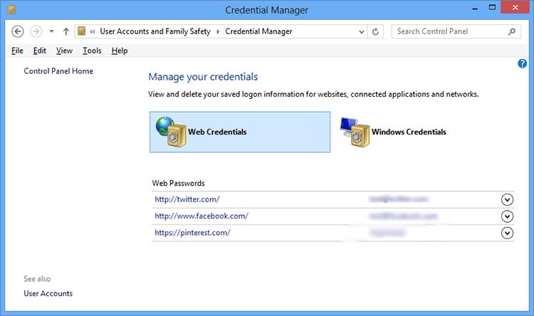 Vista Delete Stored Credentials