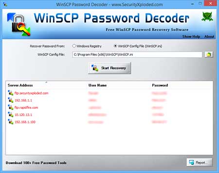Free WinSCP Password Recovery Tool