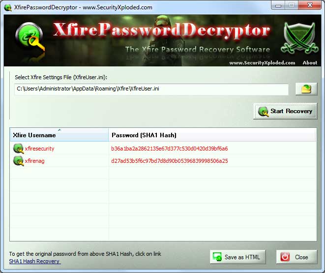 Xfire Password Recovery Software