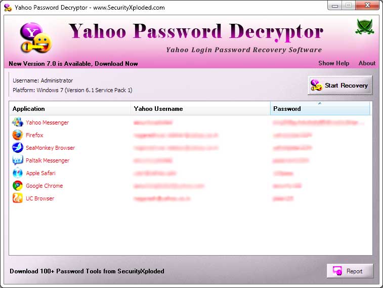 Password Decryptor for Yahoo software