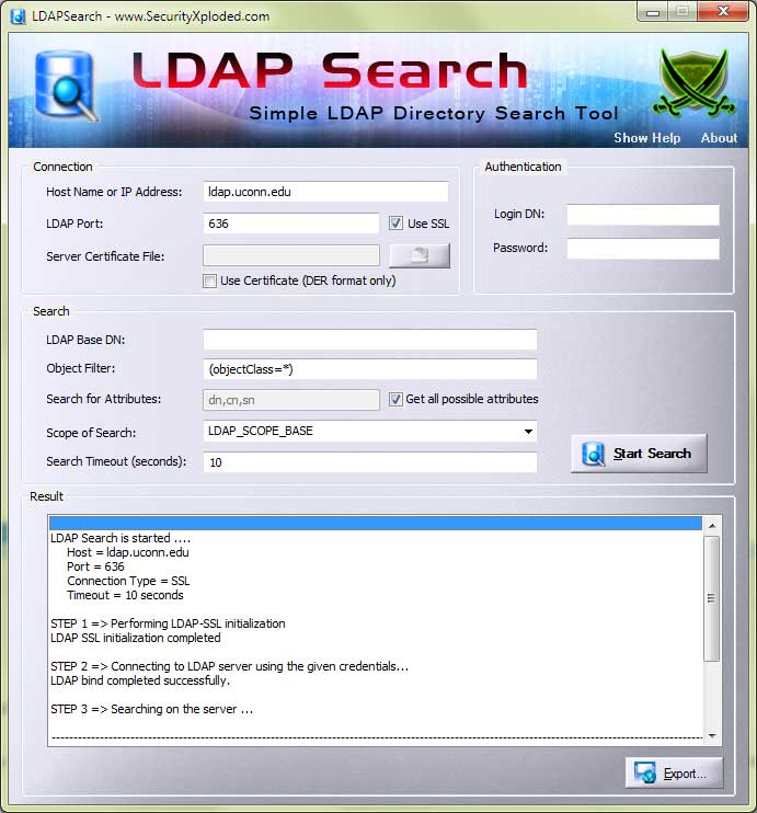 LDAP Search GUI Application LDAP Search GUI Application