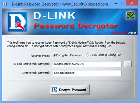 DLink Password Decryptor : D-Link Modem/ADSL Router Login Password Decoder Tool