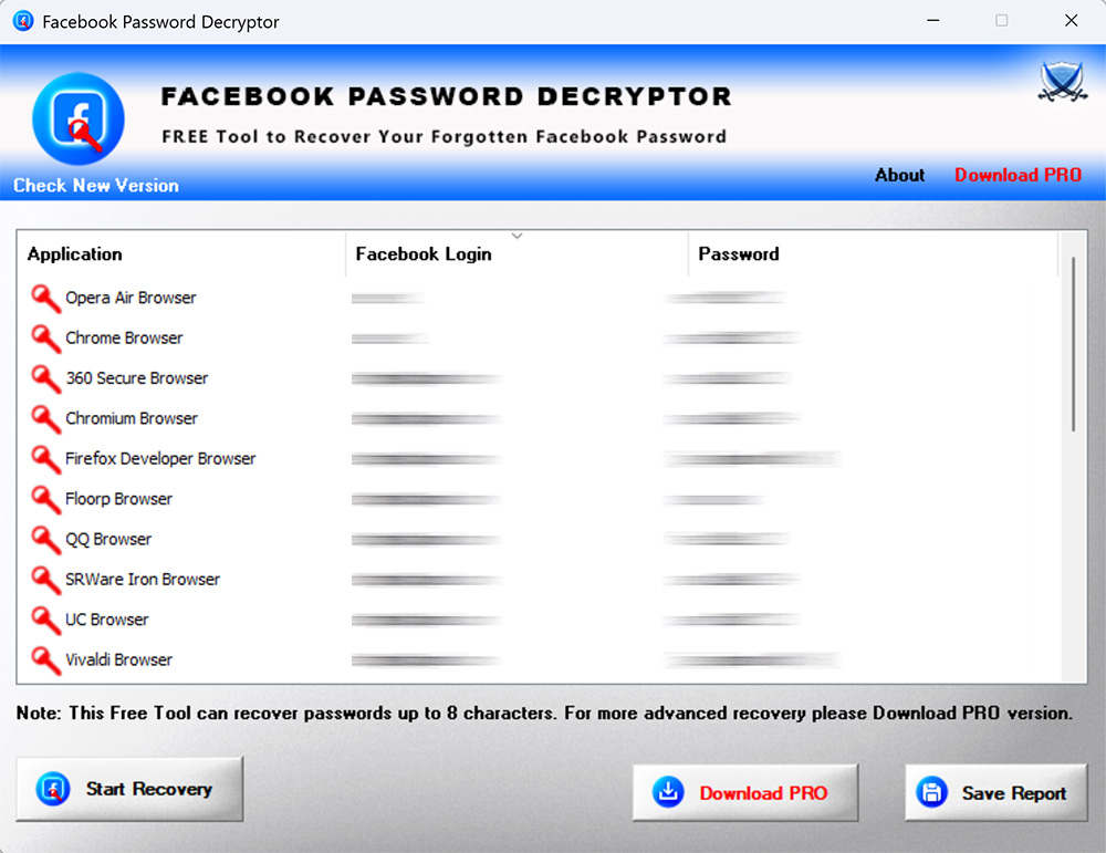 Facebook Password Decryptor 16.0