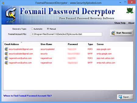 Foxmail Password Decryptor 7.0 full