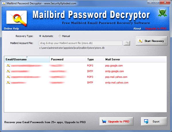 password for mailbird