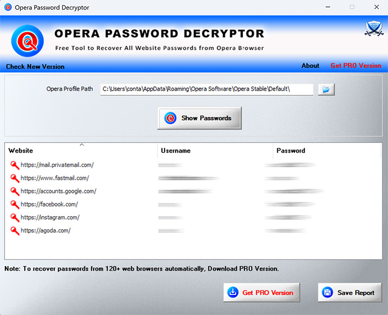 Opera Password Decrytor