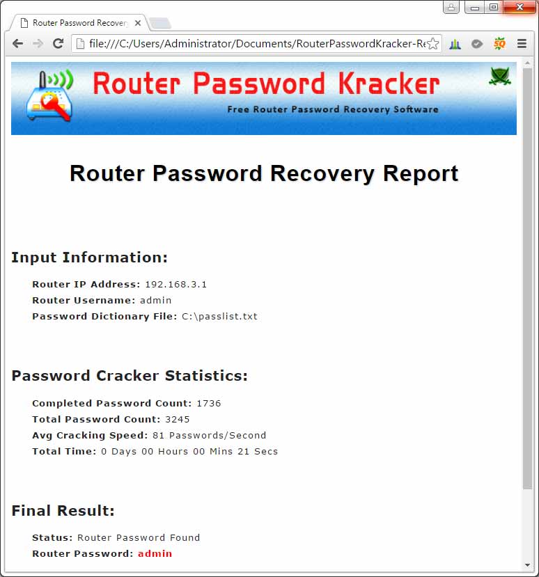 Router password