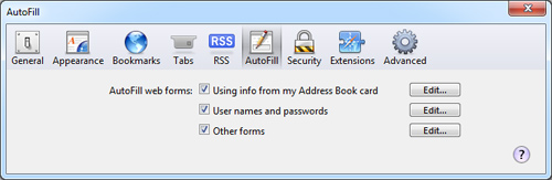 Safari Password Settings