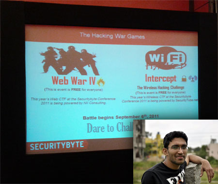Dhanesh won ‘Web War IV Challenge’ at Securitybyte 2011