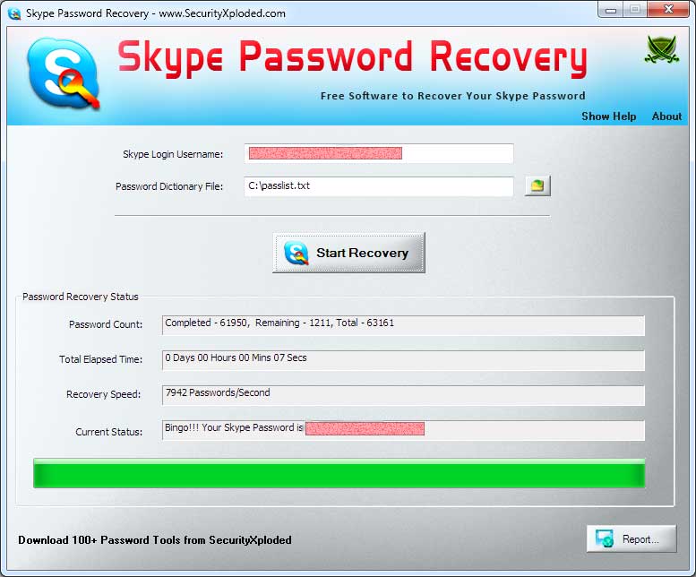 find skype password